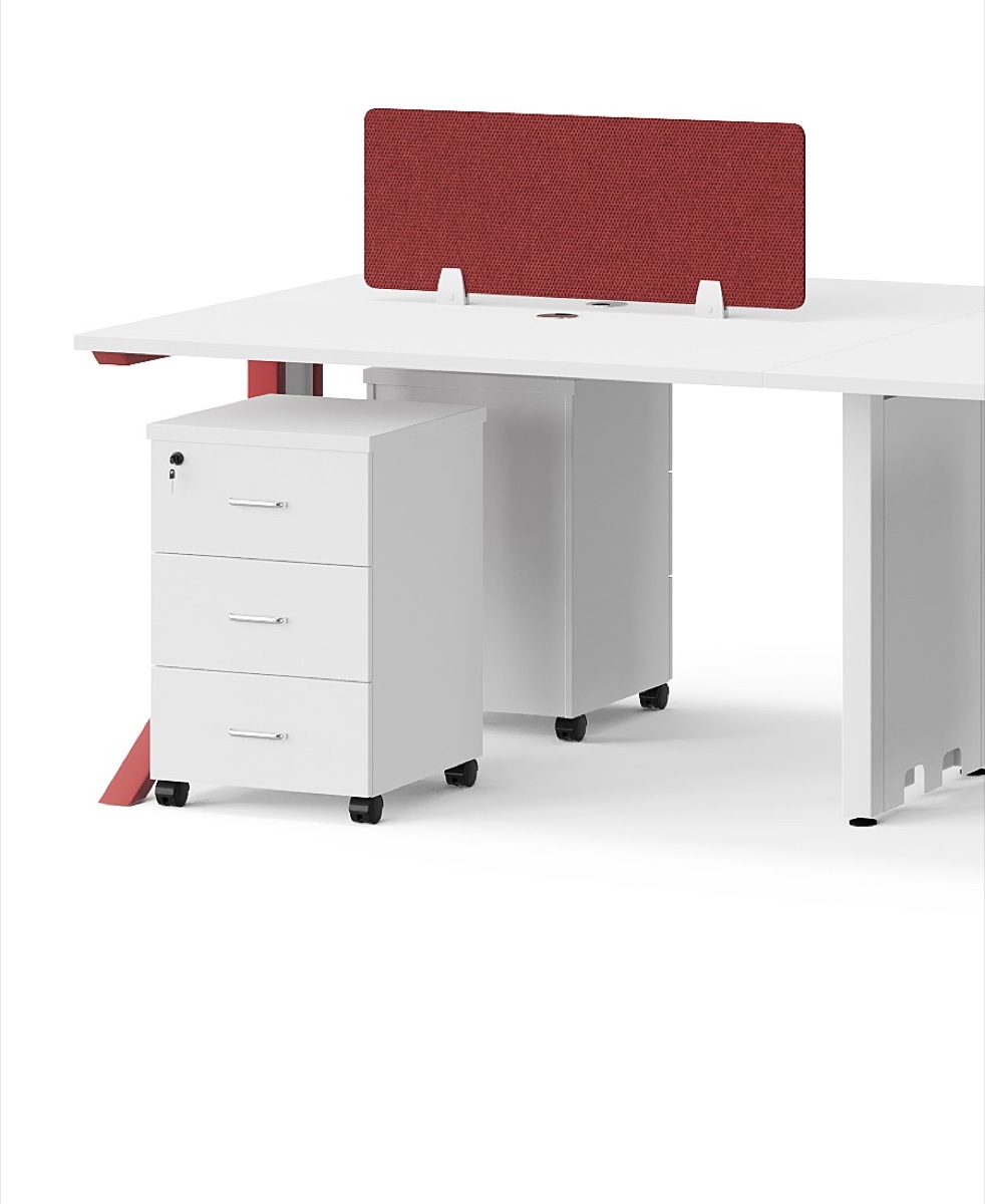Workstation 2 Stasiun Panel Kain Merah — detail fitur 1