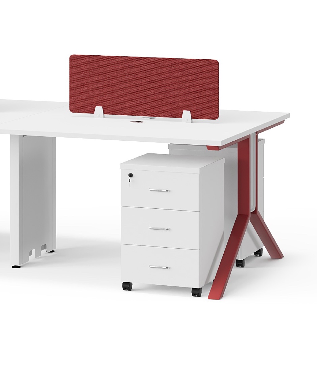Workstation 2 Stasiun Panel Kain Merah — detail fitur 2