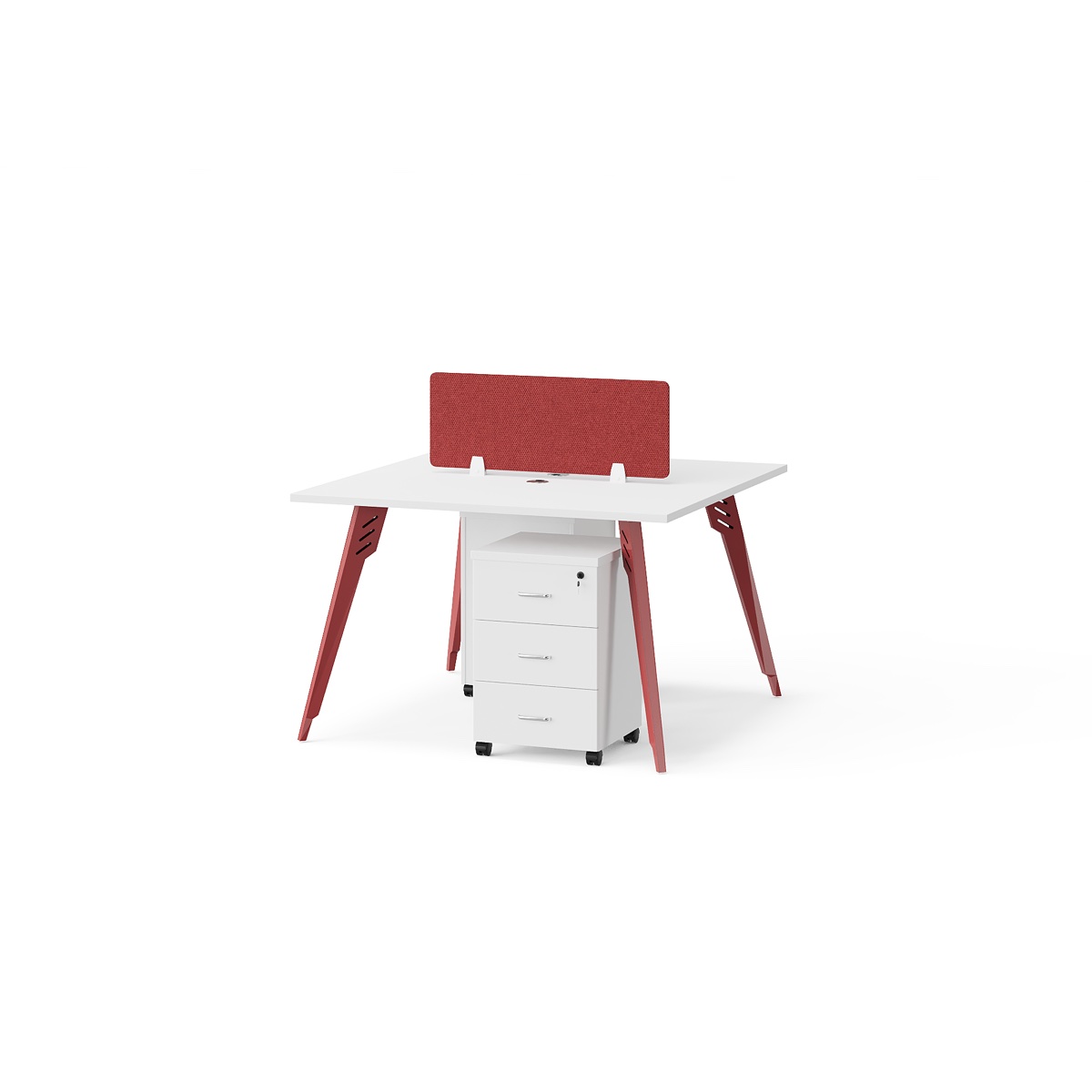 Meja Staf Putih Kaki A Merah — BG-2241W2