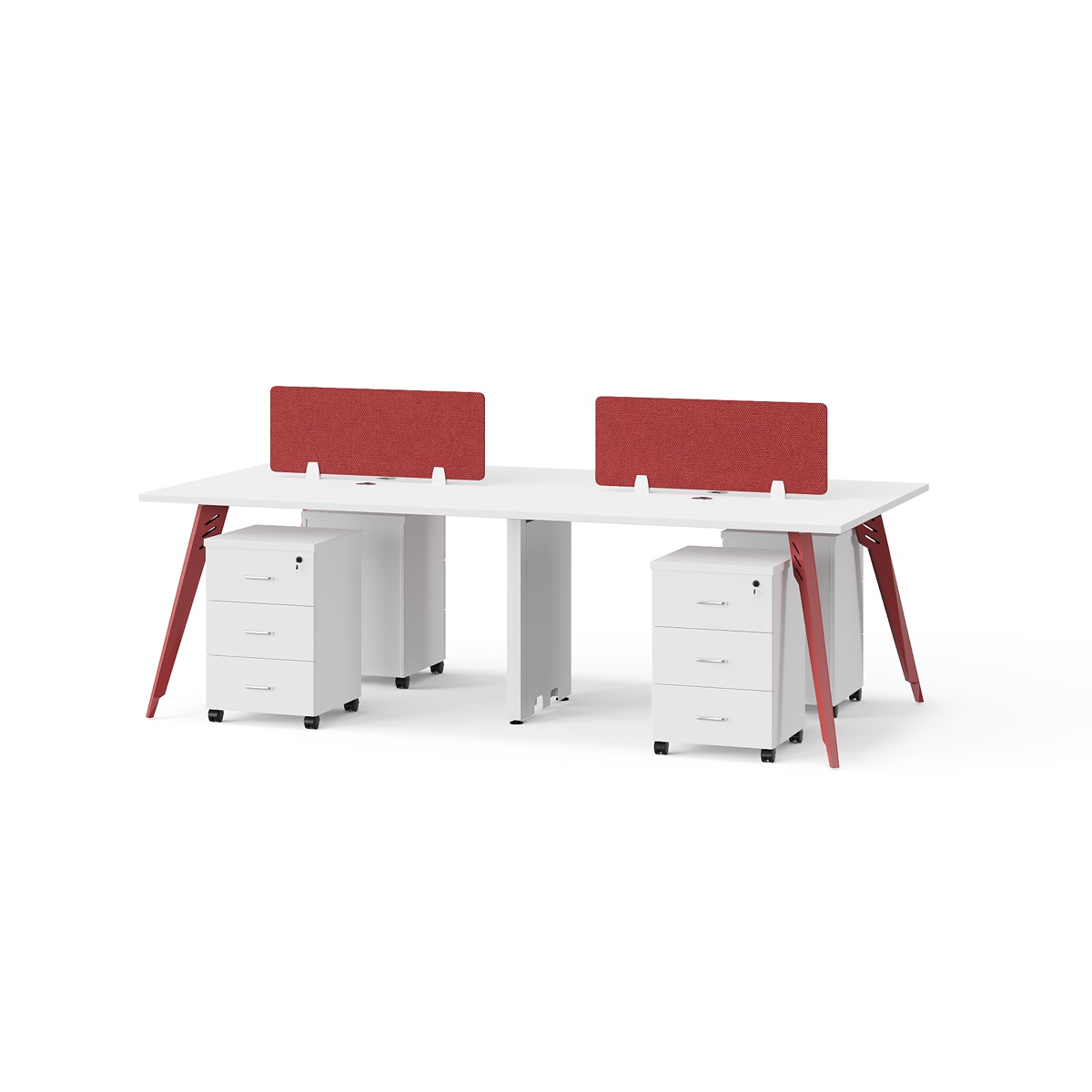 Workstation Putih Aksen Merah 2 Stasiun — BG-2241W4 — Foshan China office furniture manufacturer