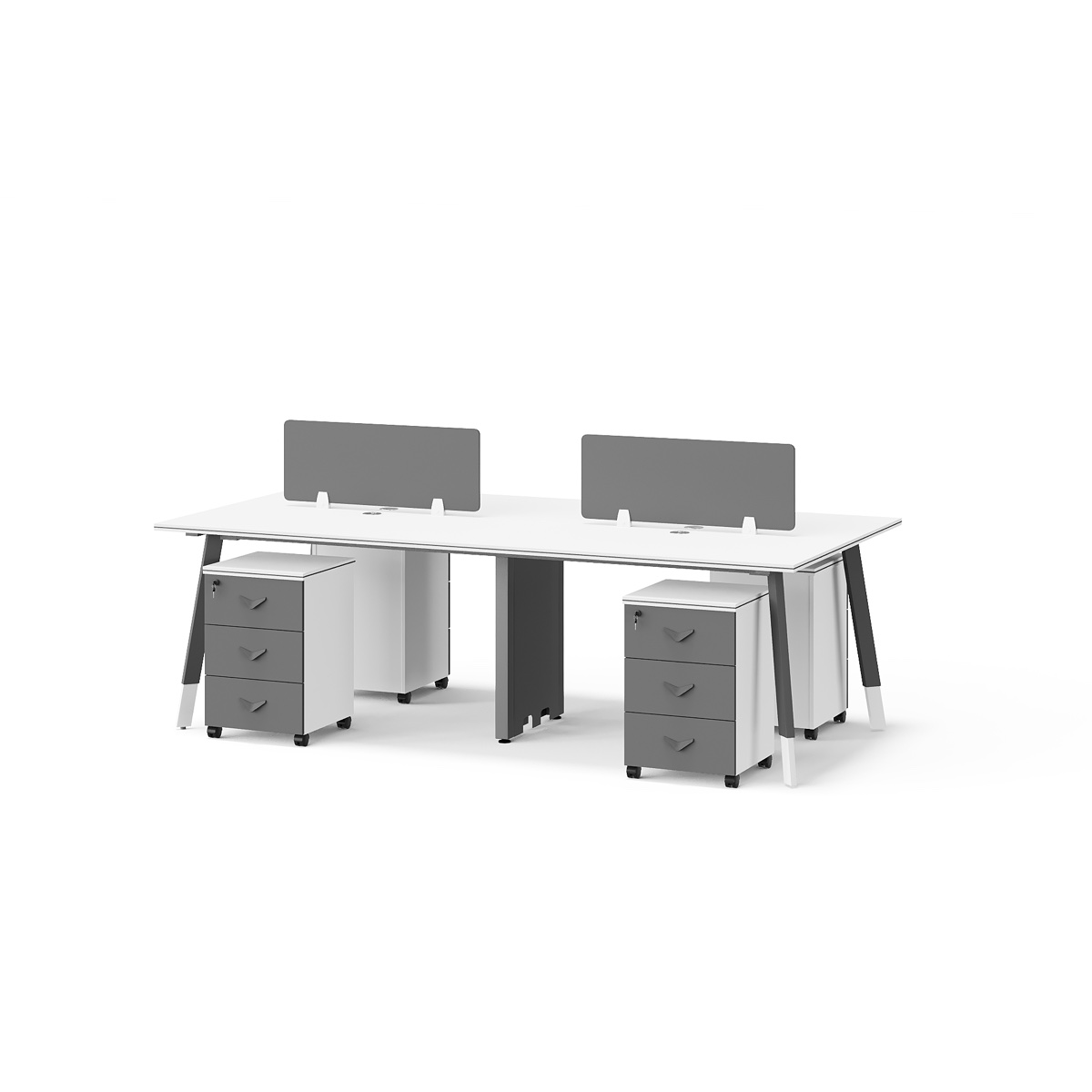 Workstation 2 Stasiun Panel Akrilik Abu — BG-2434W24