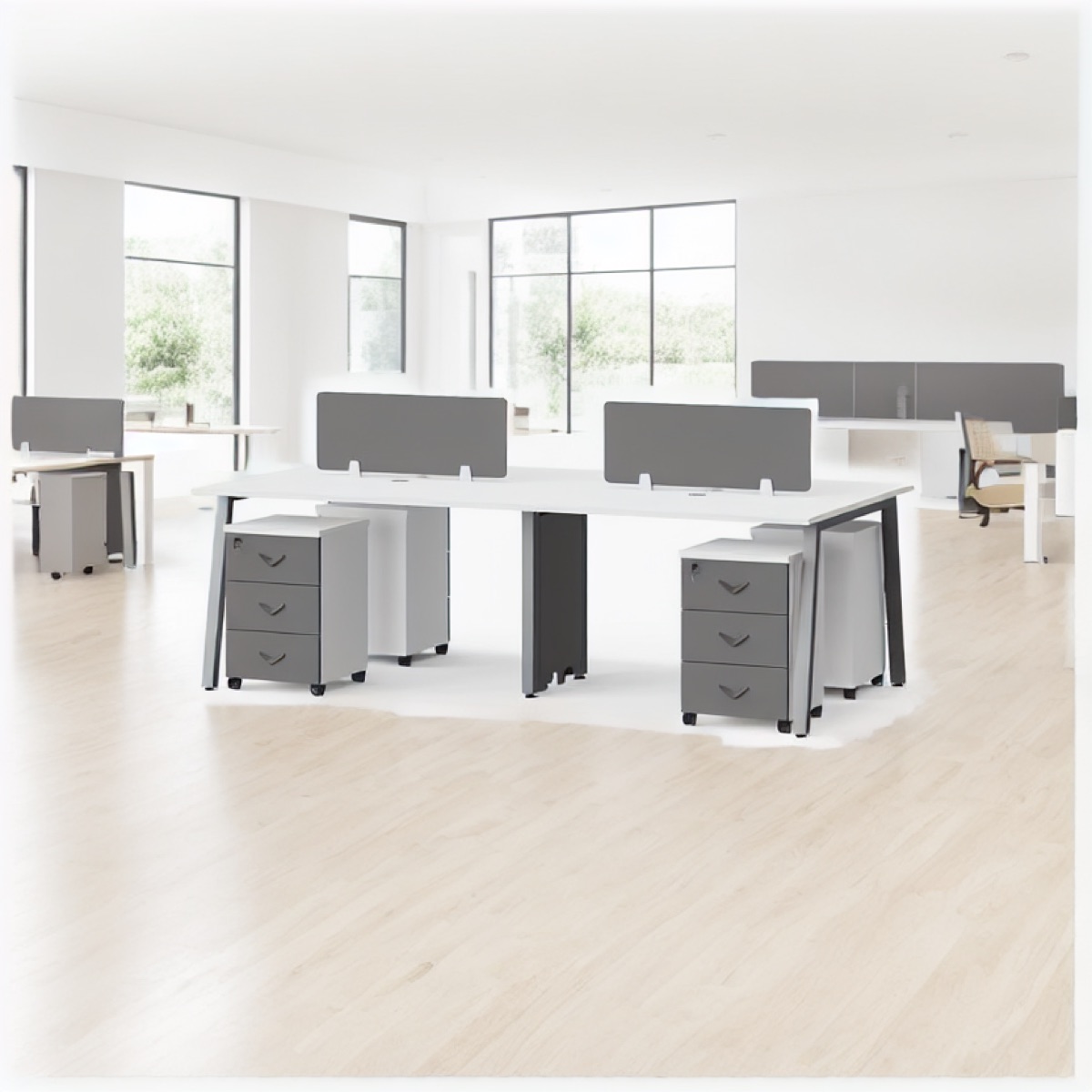 Workstation Kantor 2 Orang Putih — situasi kantor