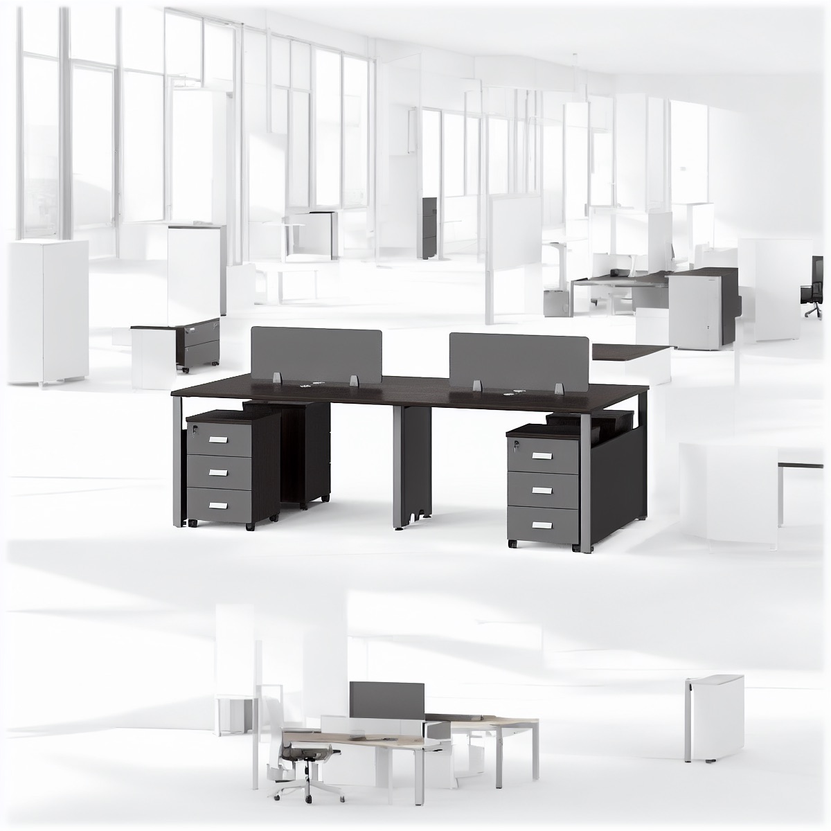 Workstation 4 Orang — situasi kantor
