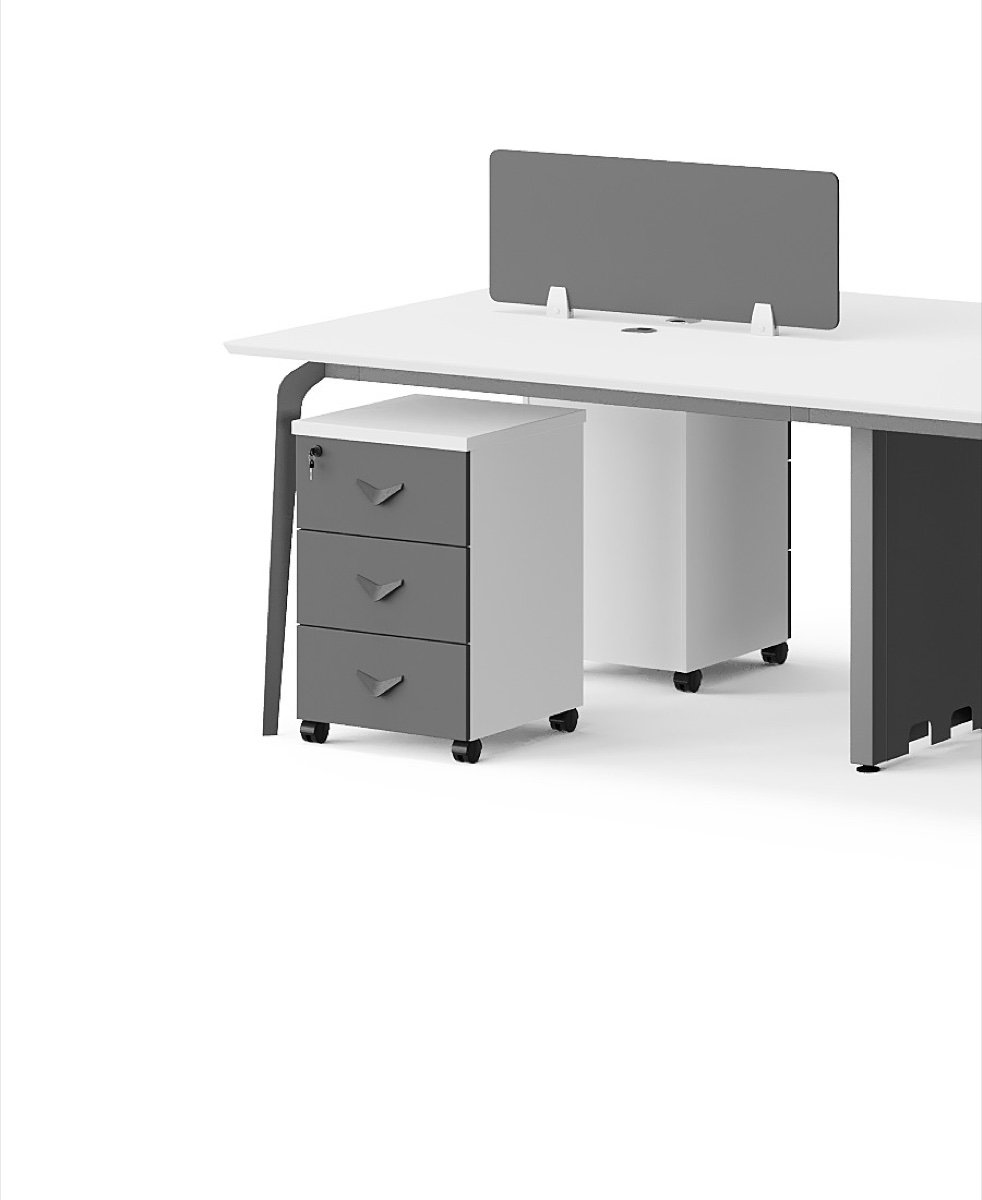 Workstation Bench 2 Stasiun Panel Akrilik — detail fitur 1