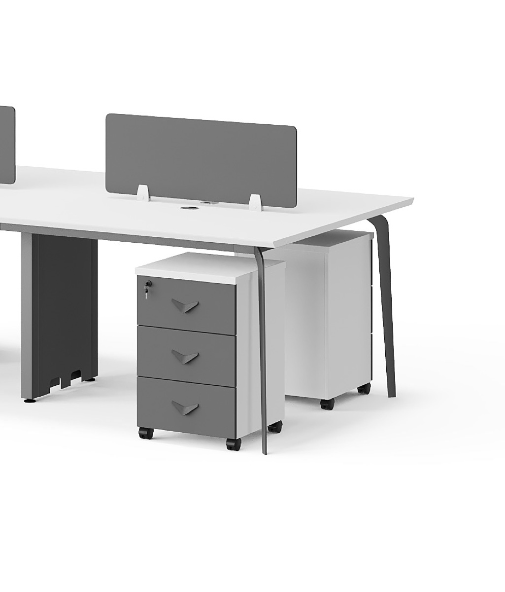 Workstation Bench 2 Stasiun Panel Akrilik — detail fitur 2