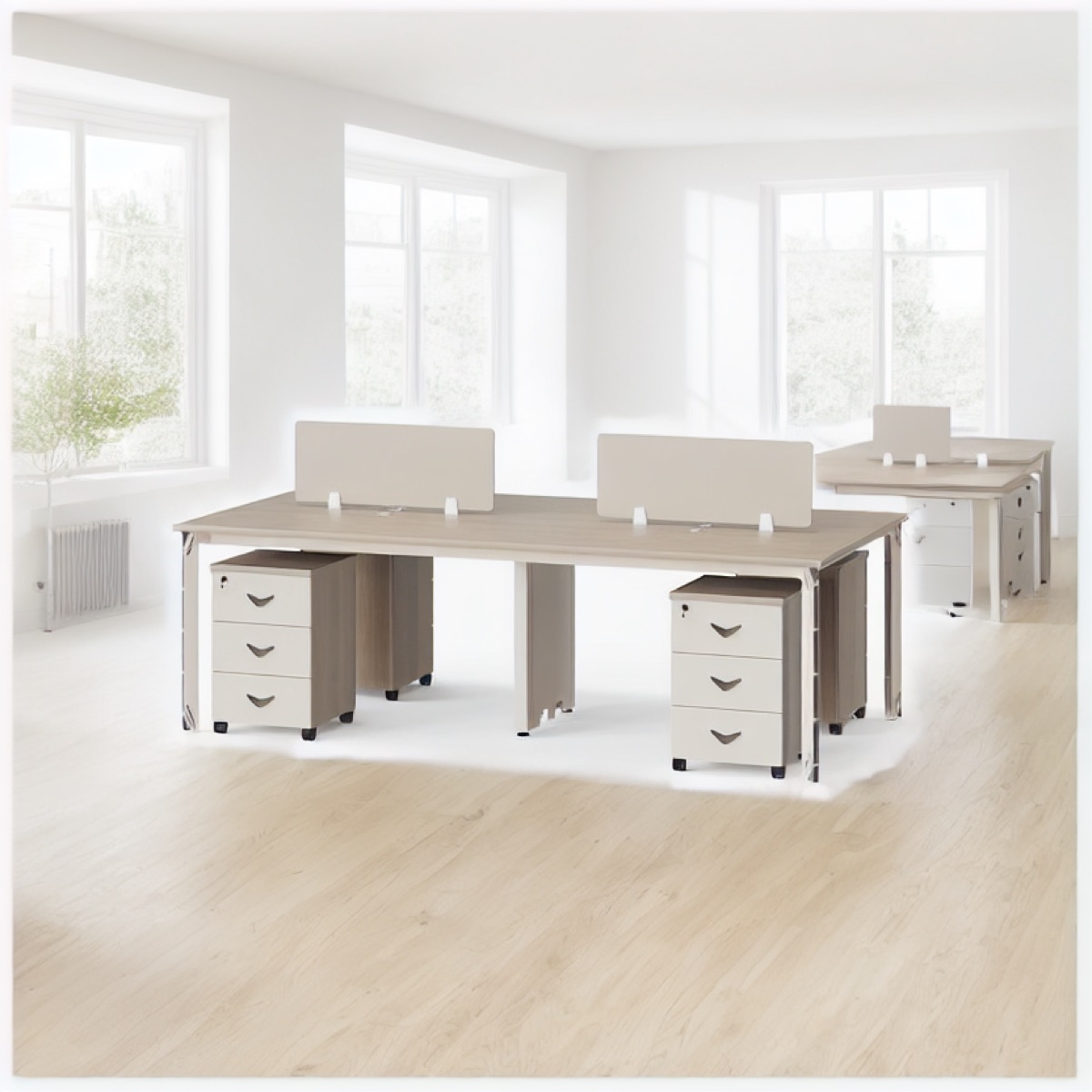 Workstation Kantor Beige — situasi kantor