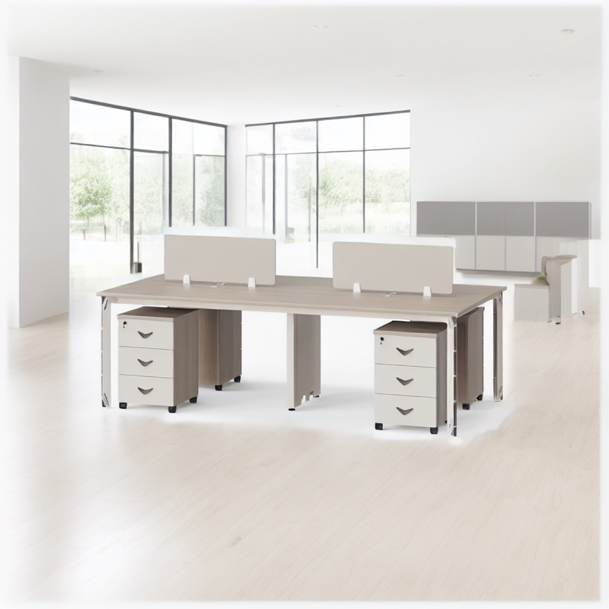 Workstation Kantor Beige — situasi kantor