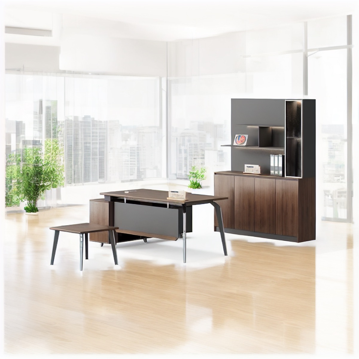 Meja Direktur L-Shape — situasi kantor