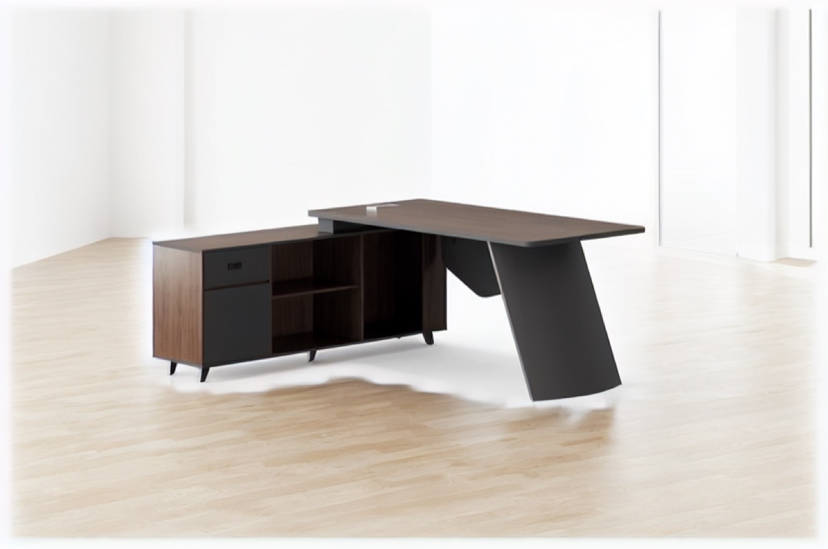L-Shape Director Desk Rounded Edge — office scene