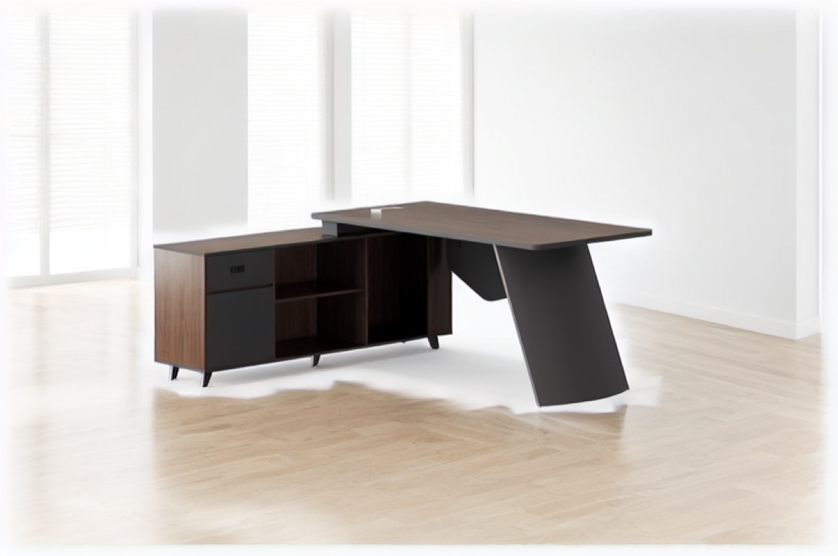 L-Shape Director Desk Rounded Edge — office scene
