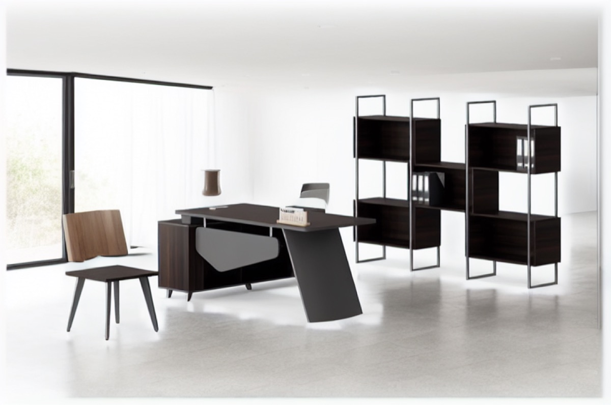 Meja Direktur L-Shape — situasi kantor