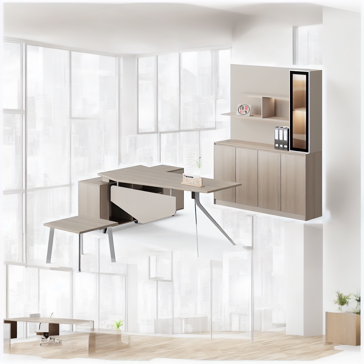 Meja Eksekutif L-Shape — situasi kantor