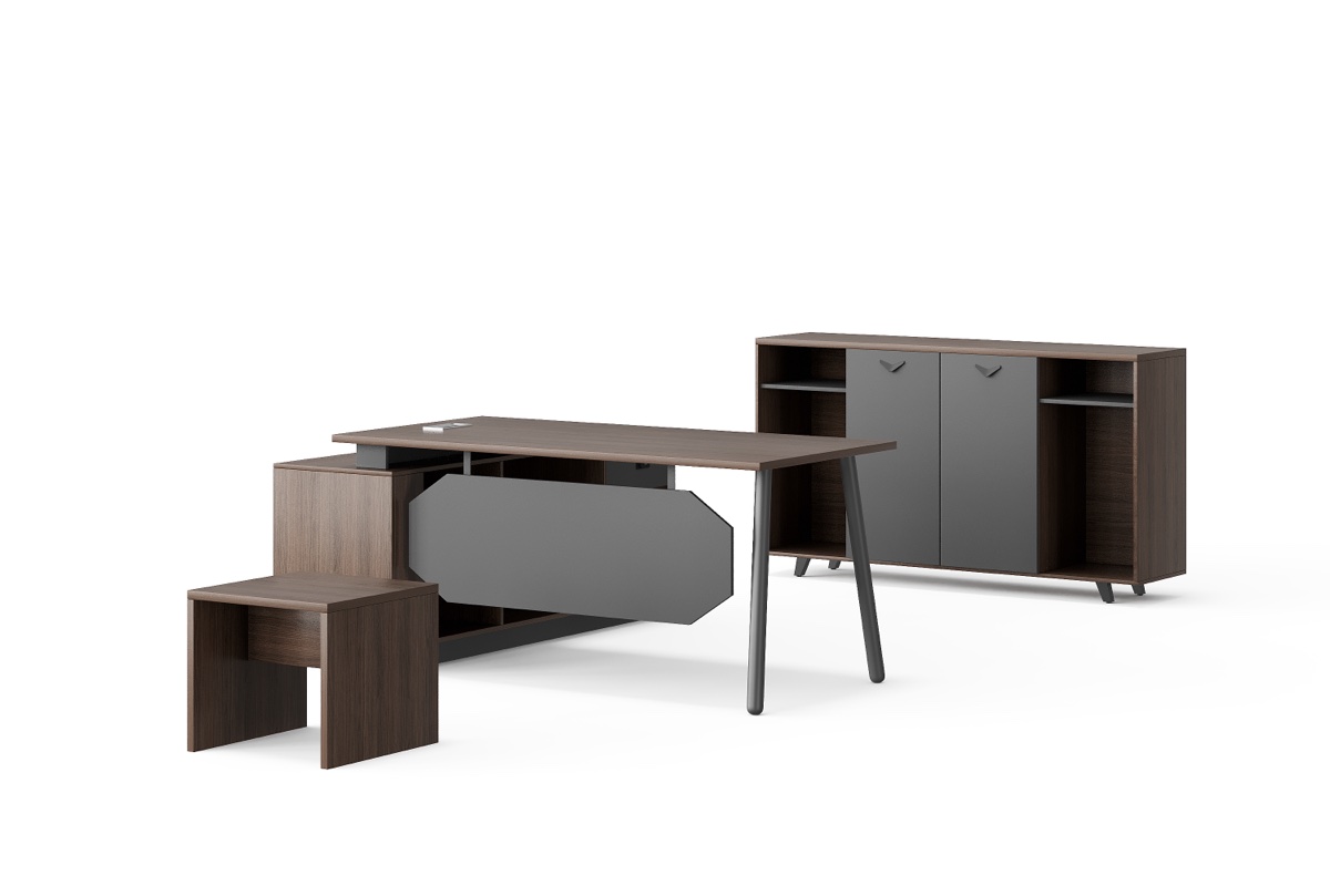 Meja Eksekutif + Side Cabinet Beroda — detail fitur 1