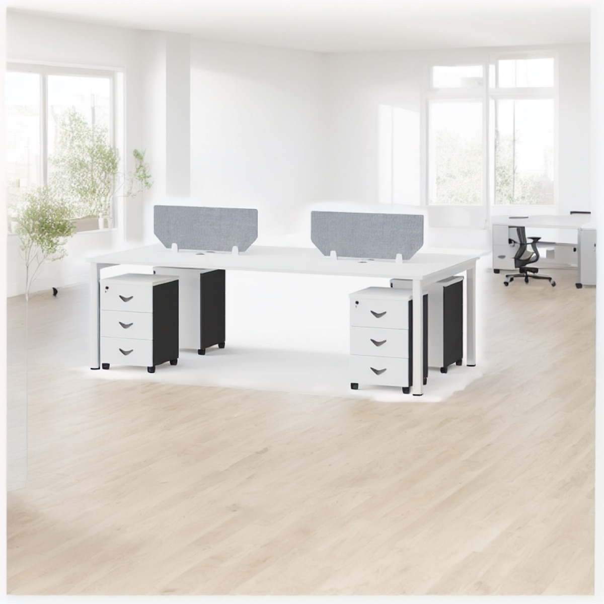 White Office Workstation Privacy Panels — office scene