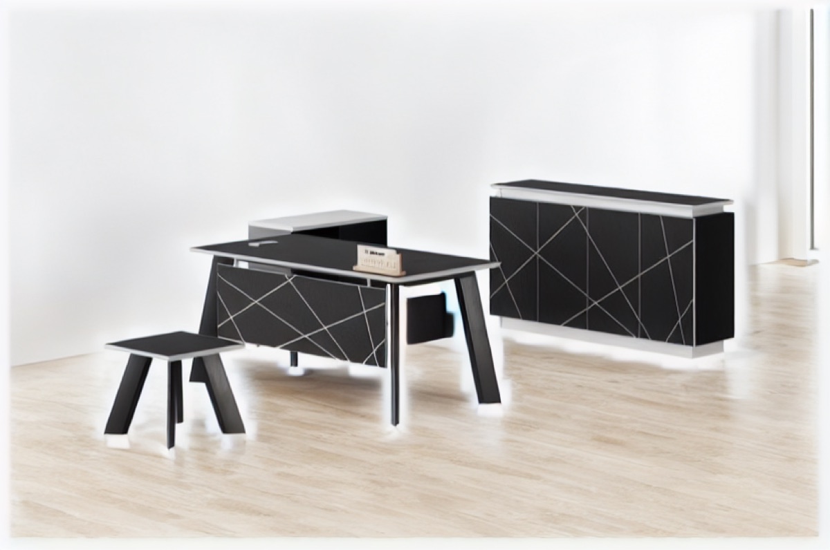Geometric Black Director Desk Set — office scene