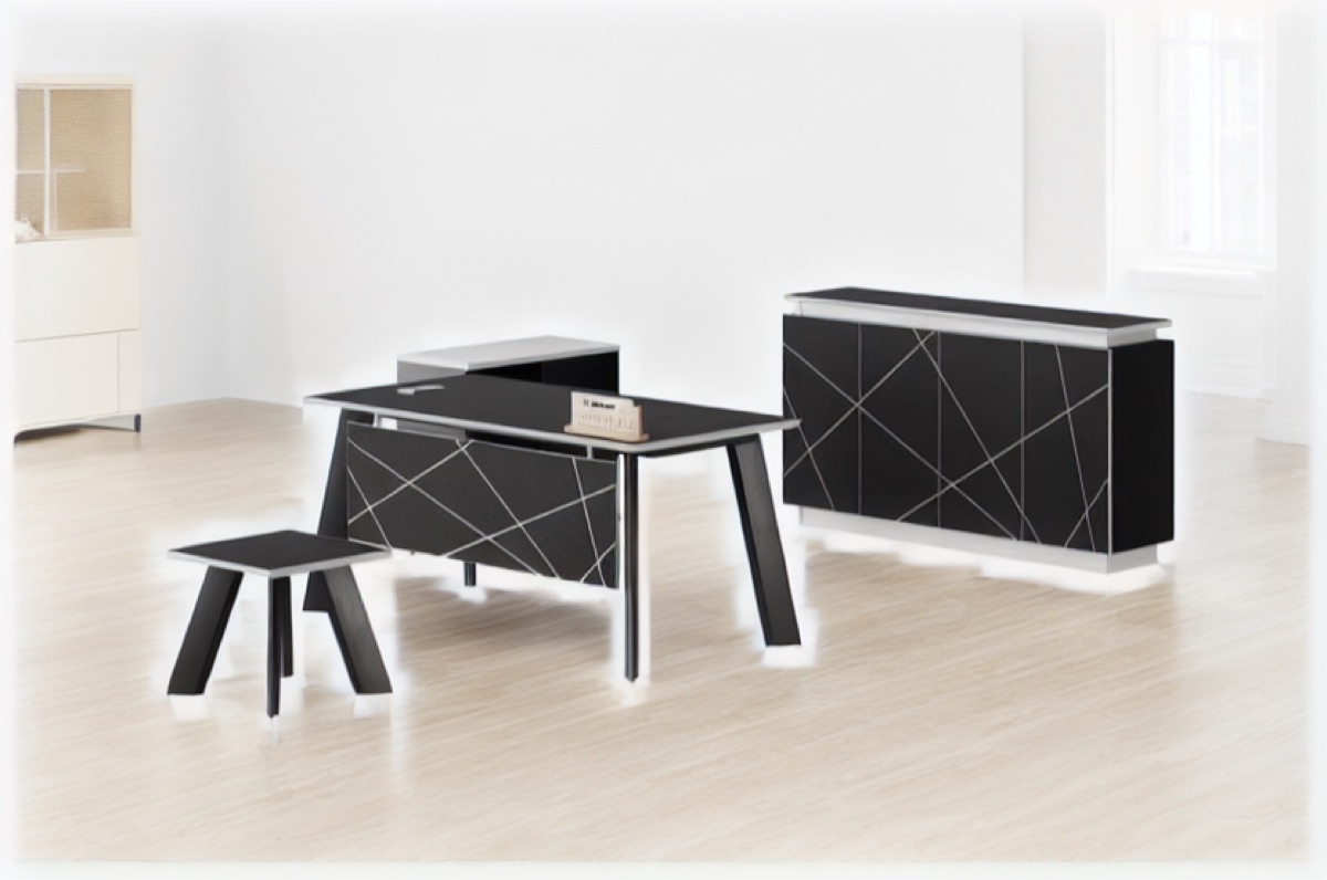 Geometric Black Director Desk Set — office scene