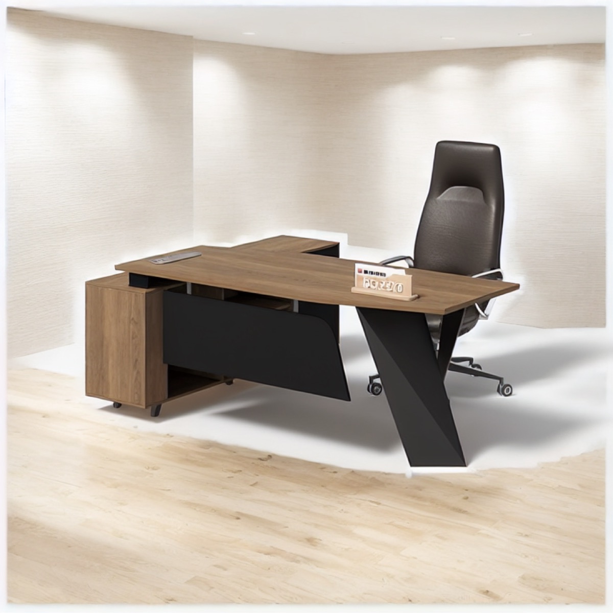 Minimalist L-Shape Director Desk — office scene