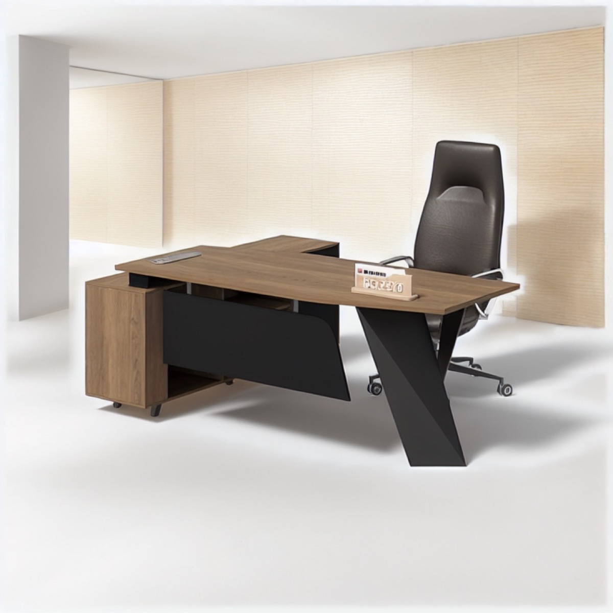Minimalist L-Shape Director Desk — office scene
