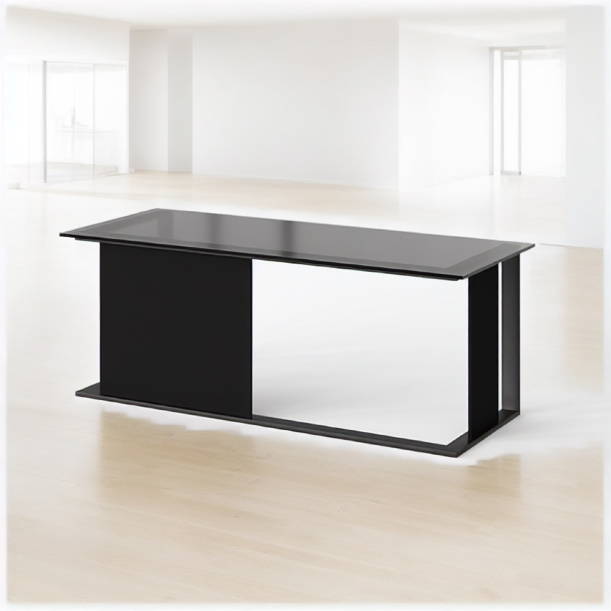 L-Shape Executive Desk with Side Cabinet — office scene