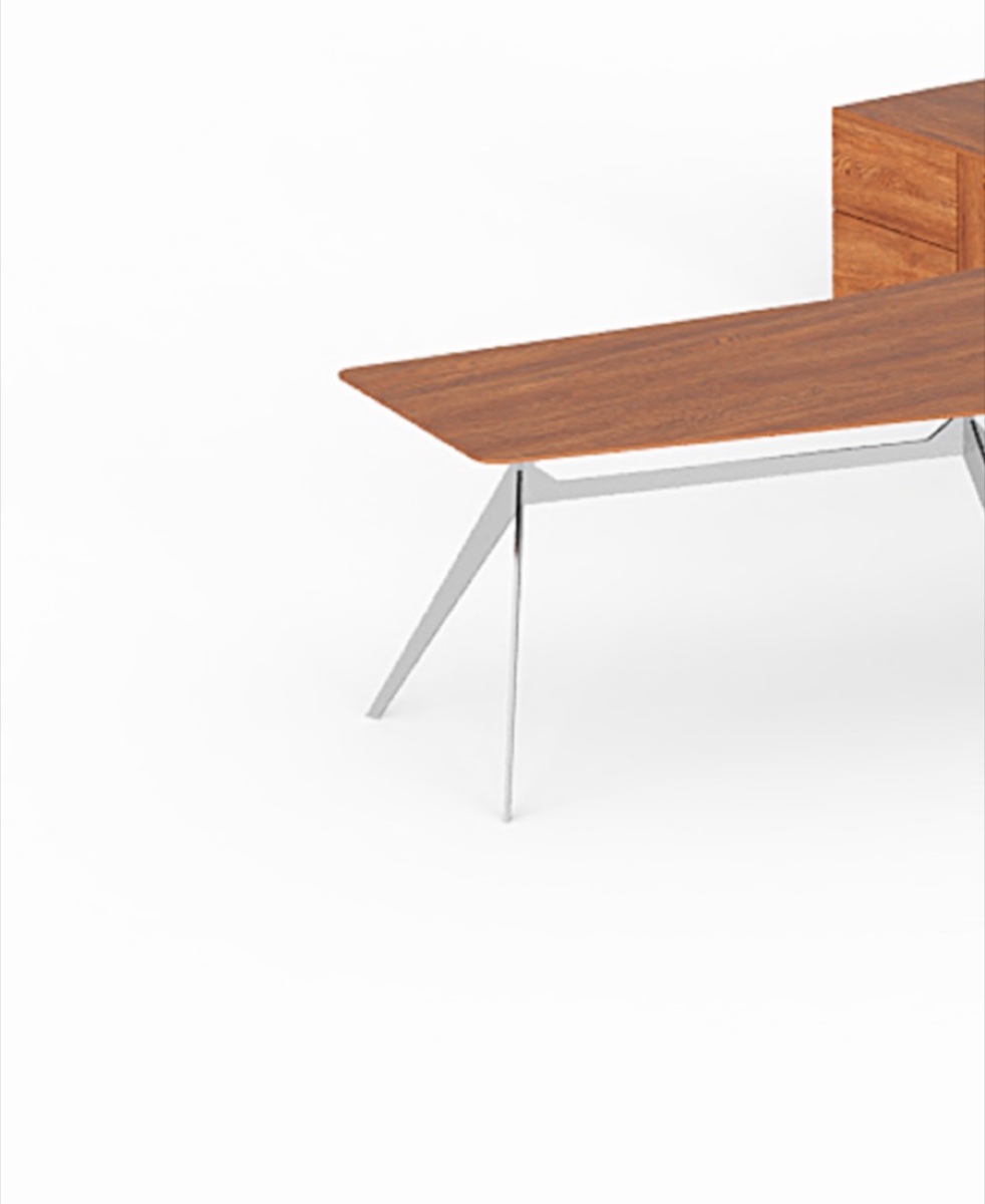 Meja Direktur Trapesium + Side Cabinet — detail fitur 1