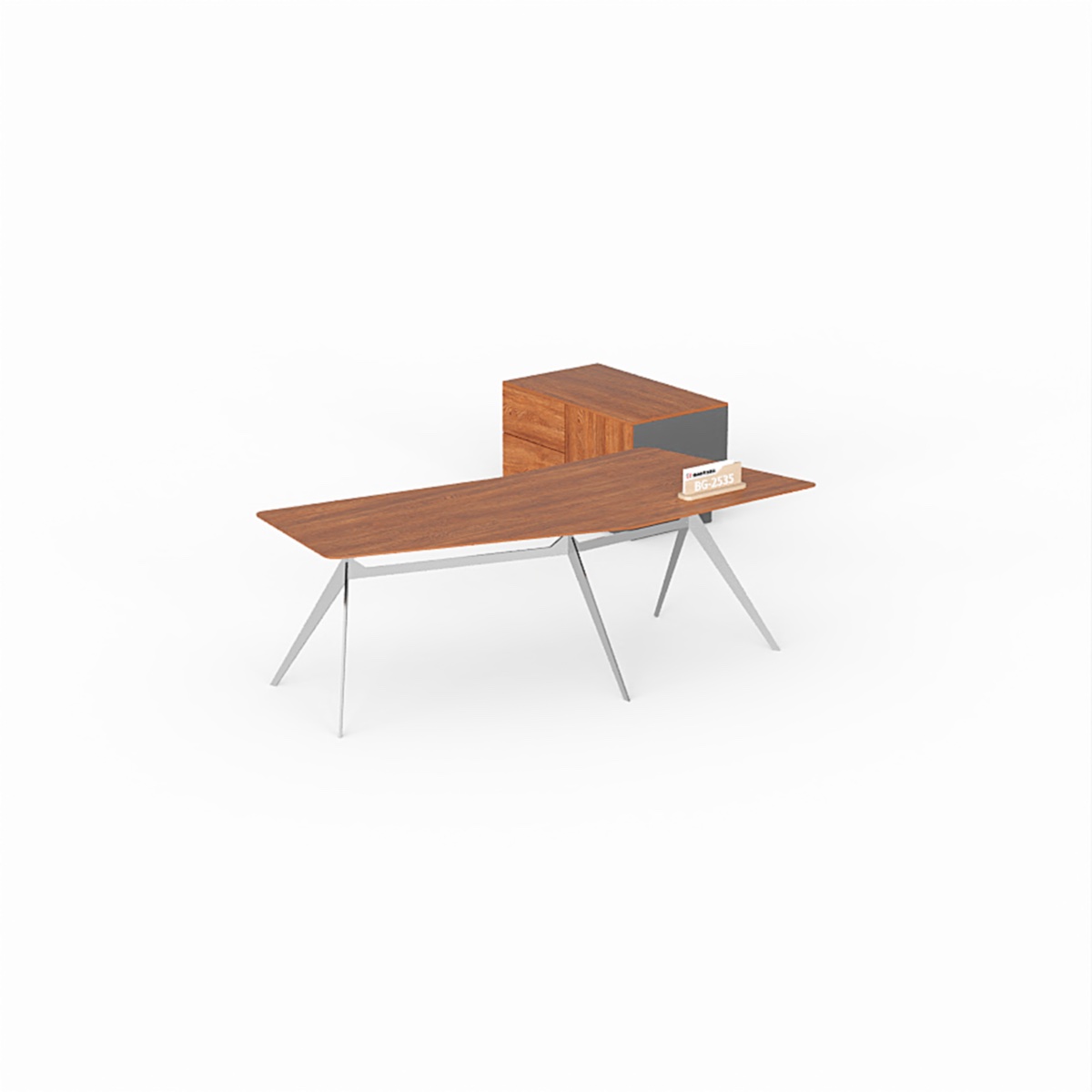 Meja Direktur Trapesium + Side Cabinet — BG-2535 — Foshan China office furniture manufacturer
