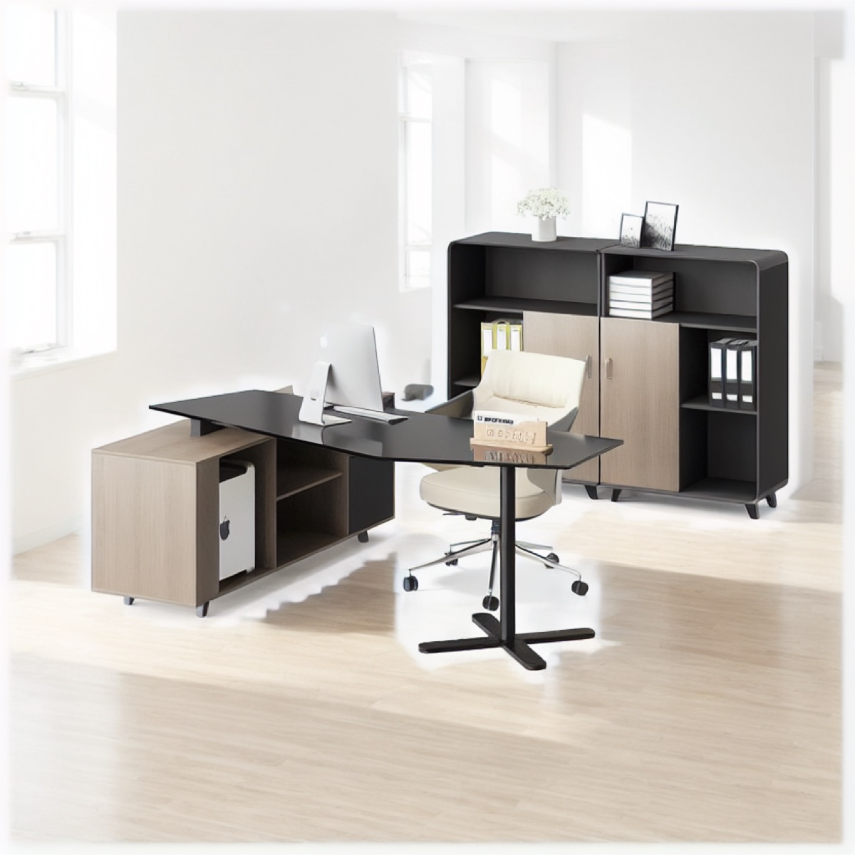 Meja Eksekutif L-Shape — situasi kantor