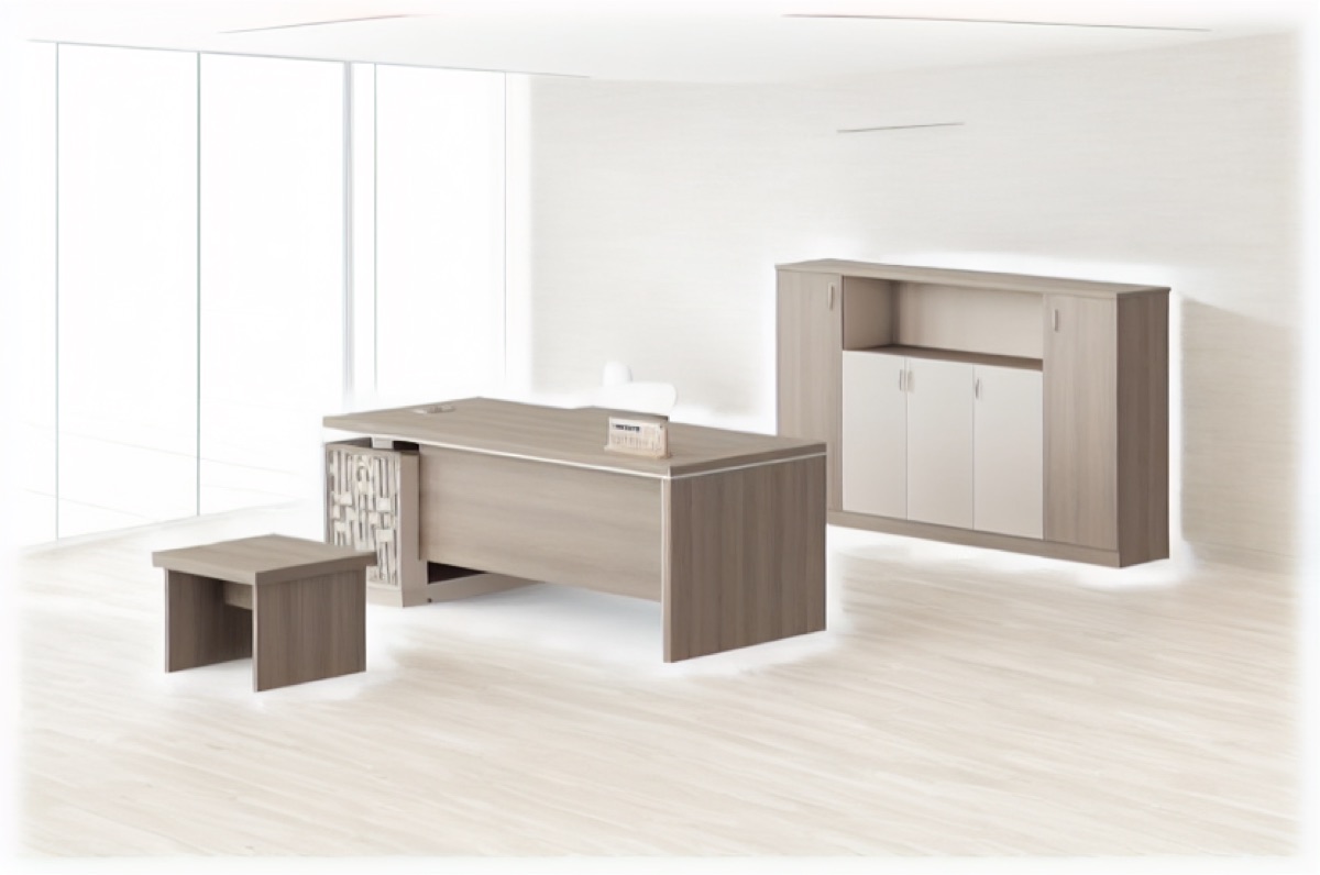 Meja Eksekutif L-Shape Premium — situasi kantor