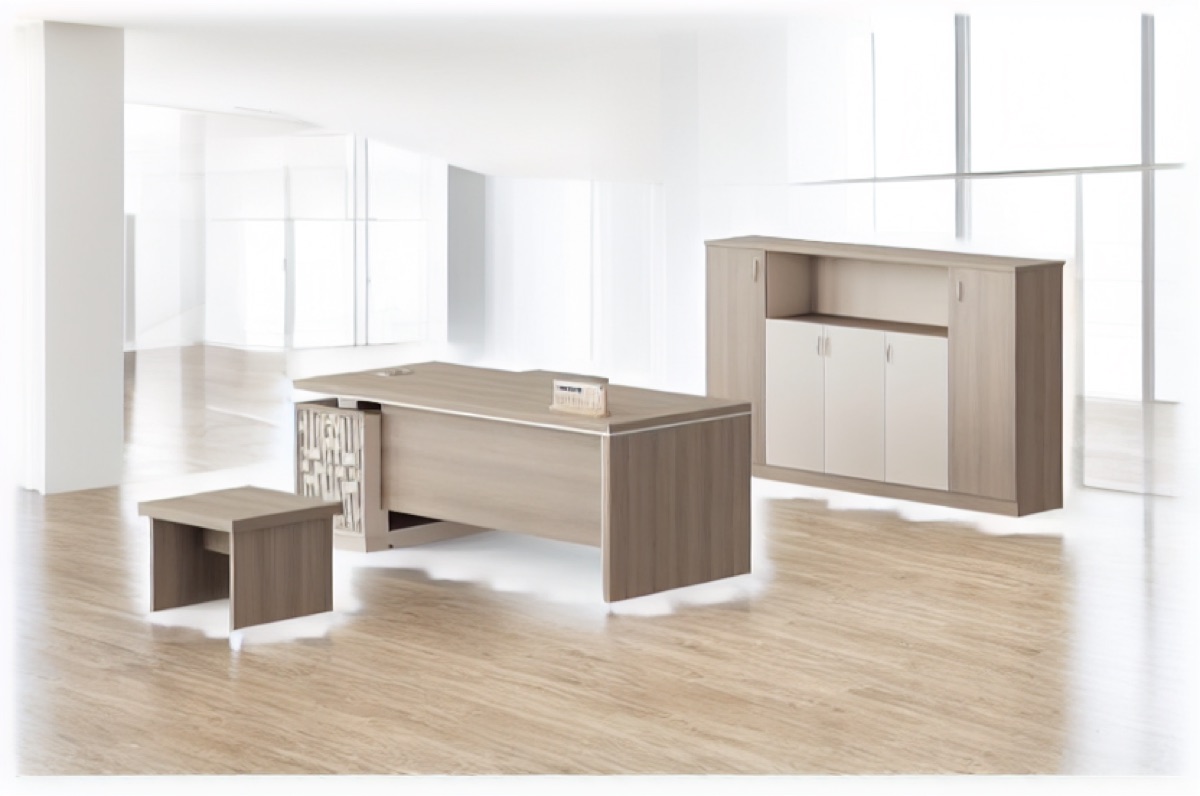 Meja Eksekutif L-Shape Premium — situasi kantor