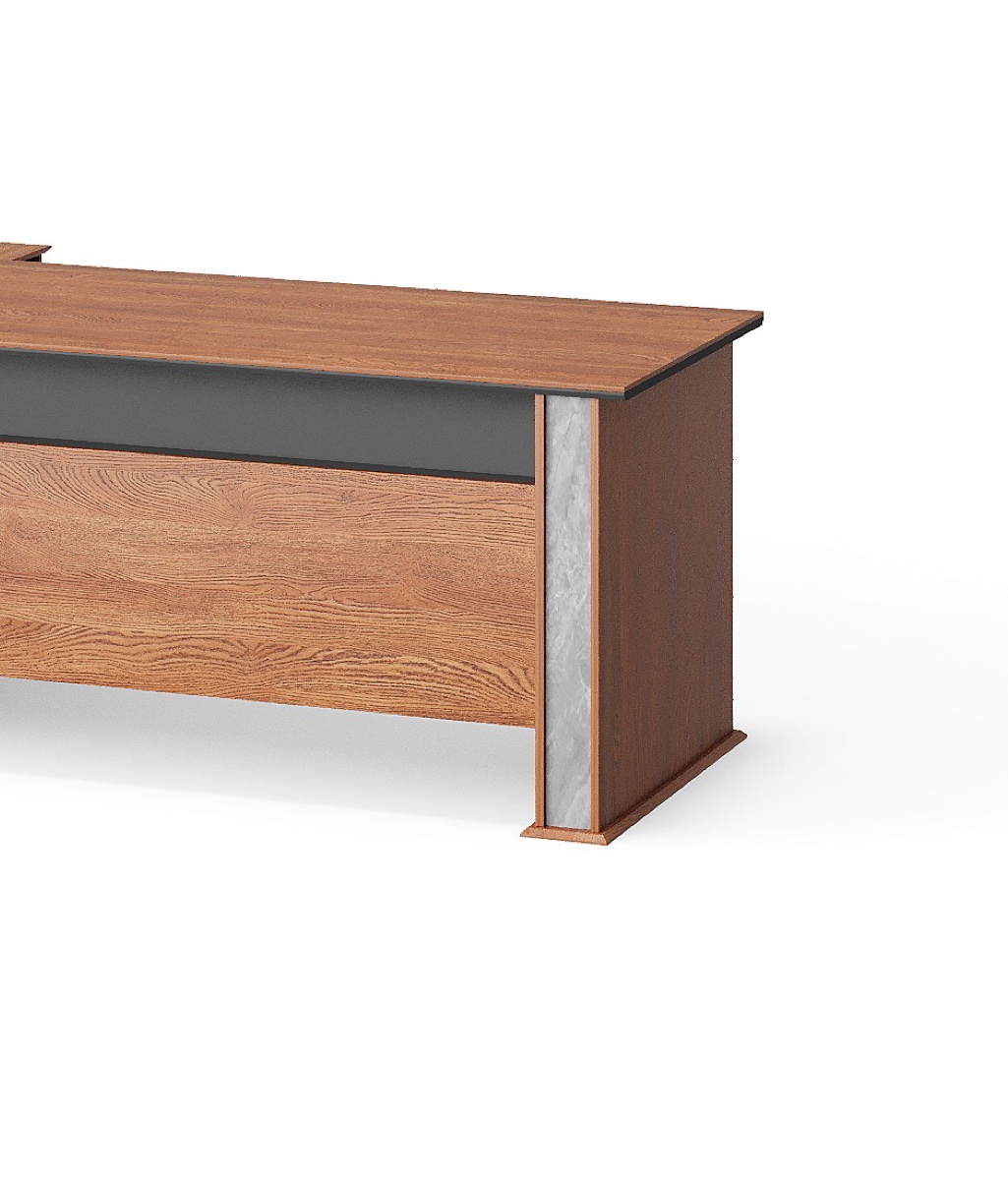 Meja Eksekutif L-Shape Oak Handleless — detail fitur 2