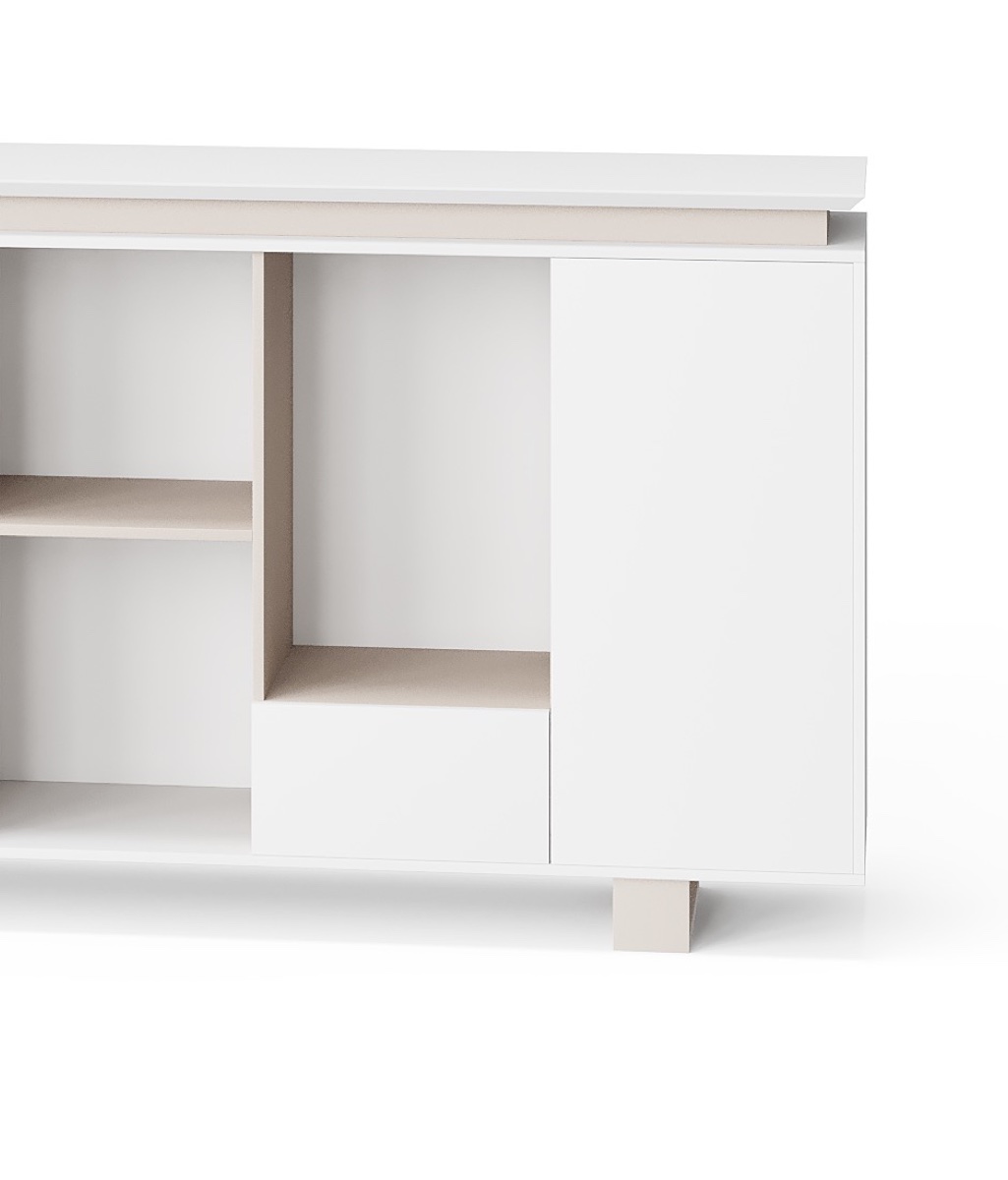 Lemari Buku Putih Pintu Handleless — detail fitur 2