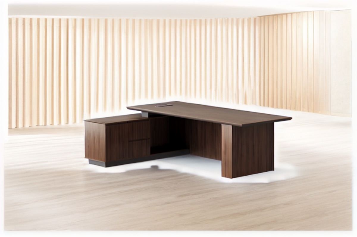 L-Shape Director Desk + Return Cabinet — office scene