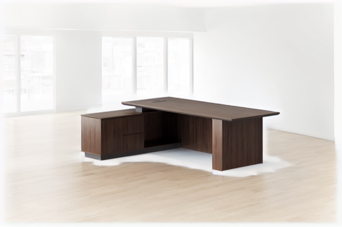 L-Shape Director Desk + Return Cabinet — office scene