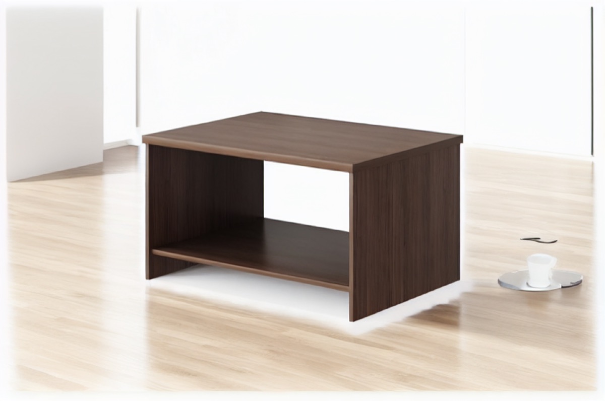 Square Coffee Table with Lower Shelf — office scene