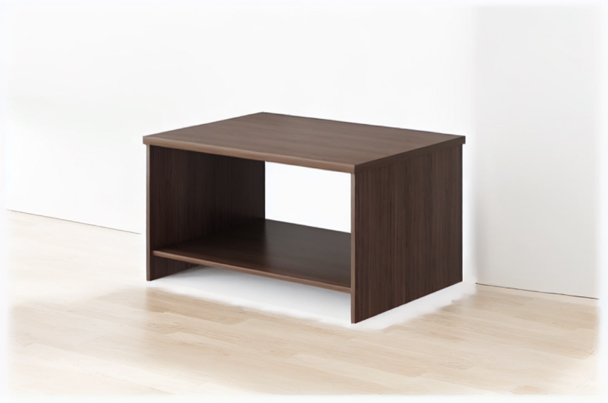 Square Coffee Table with Lower Shelf — office scene