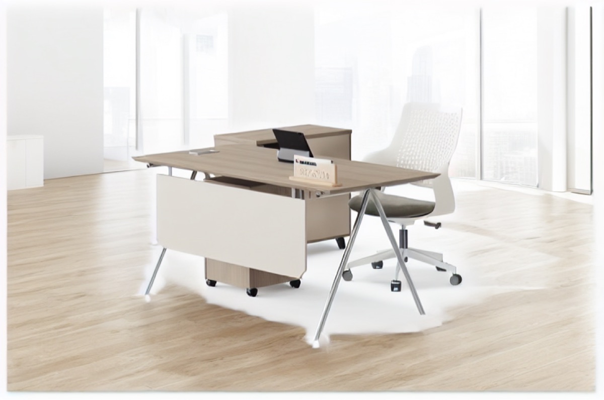 Director L-Desk with Privacy Panel — office scene