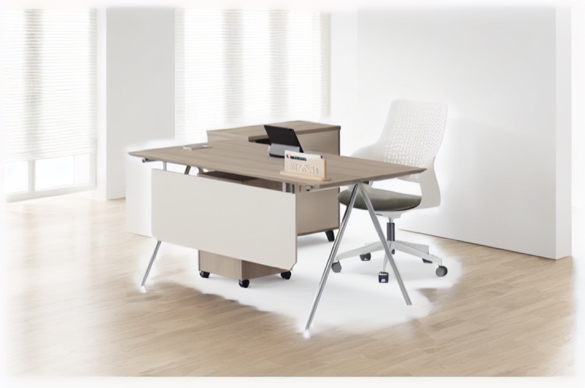 Director L-Desk with Privacy Panel — office scene