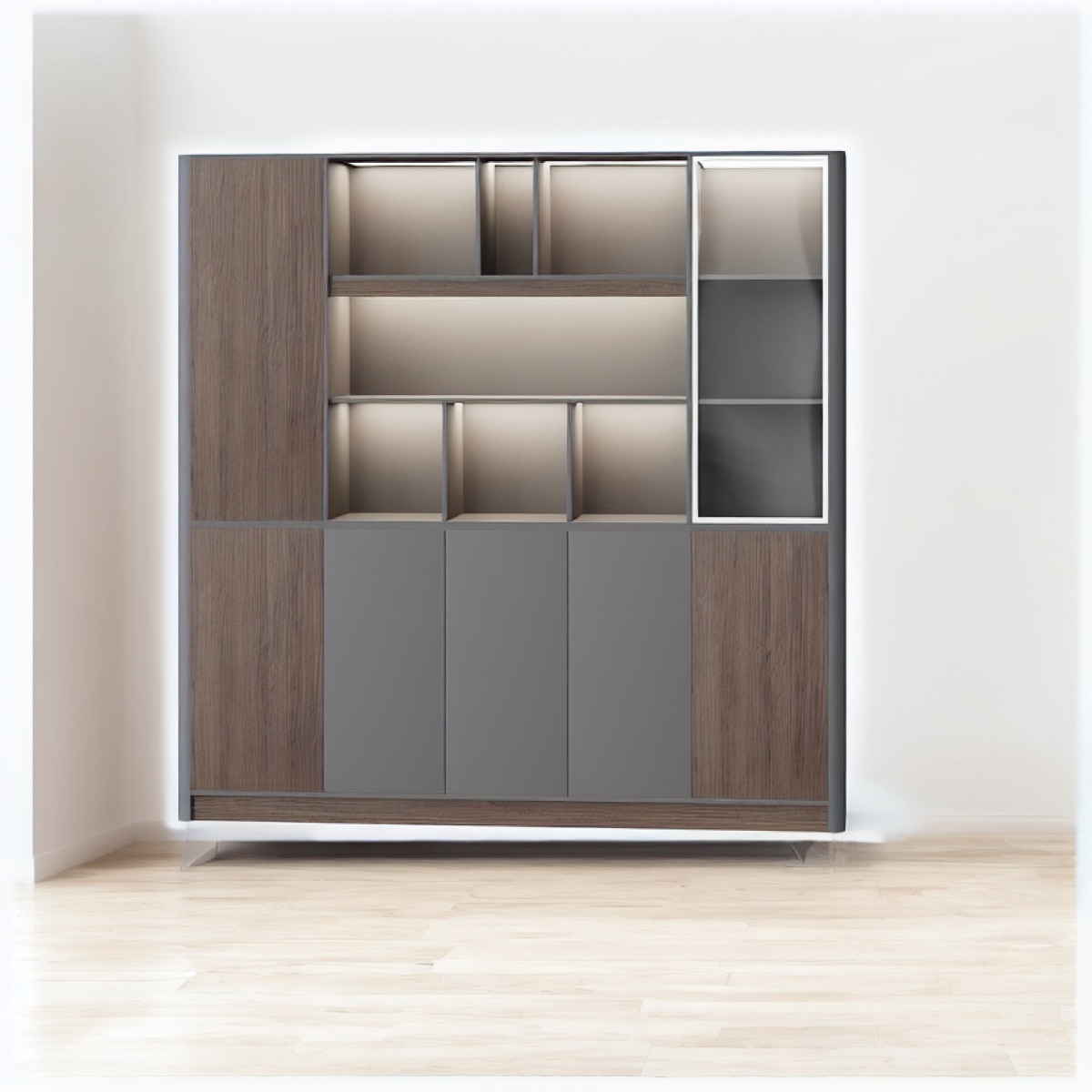 Kabinet Arsip Display LED & Kaca Susu — situasi kantor