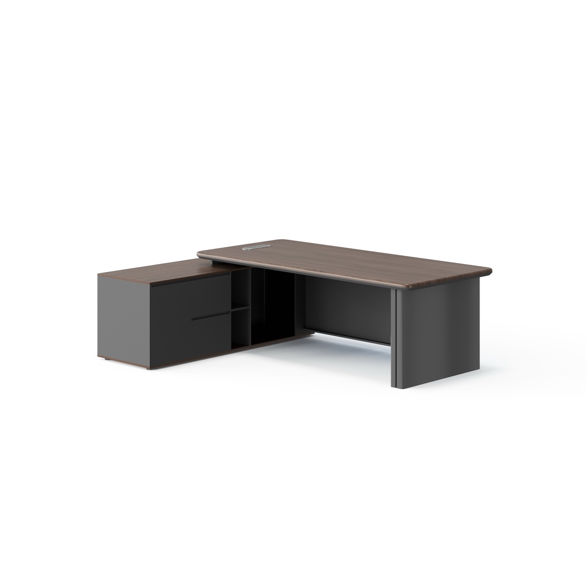 Meja Eksekutif L-Shape + Side Cabinet LED Ribbed — detail fitur 1