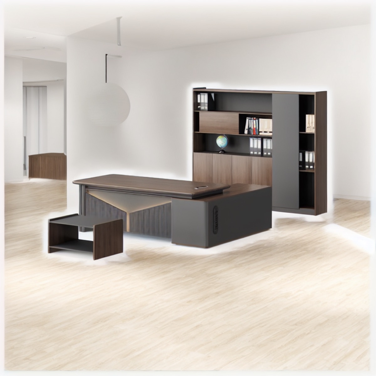 2400 mm L-Shape Director Desk + Cabinet — office scene