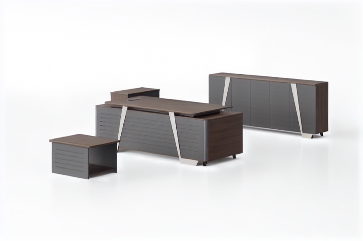 Meja Eksekutif + Side Cabinet — situasi kantor