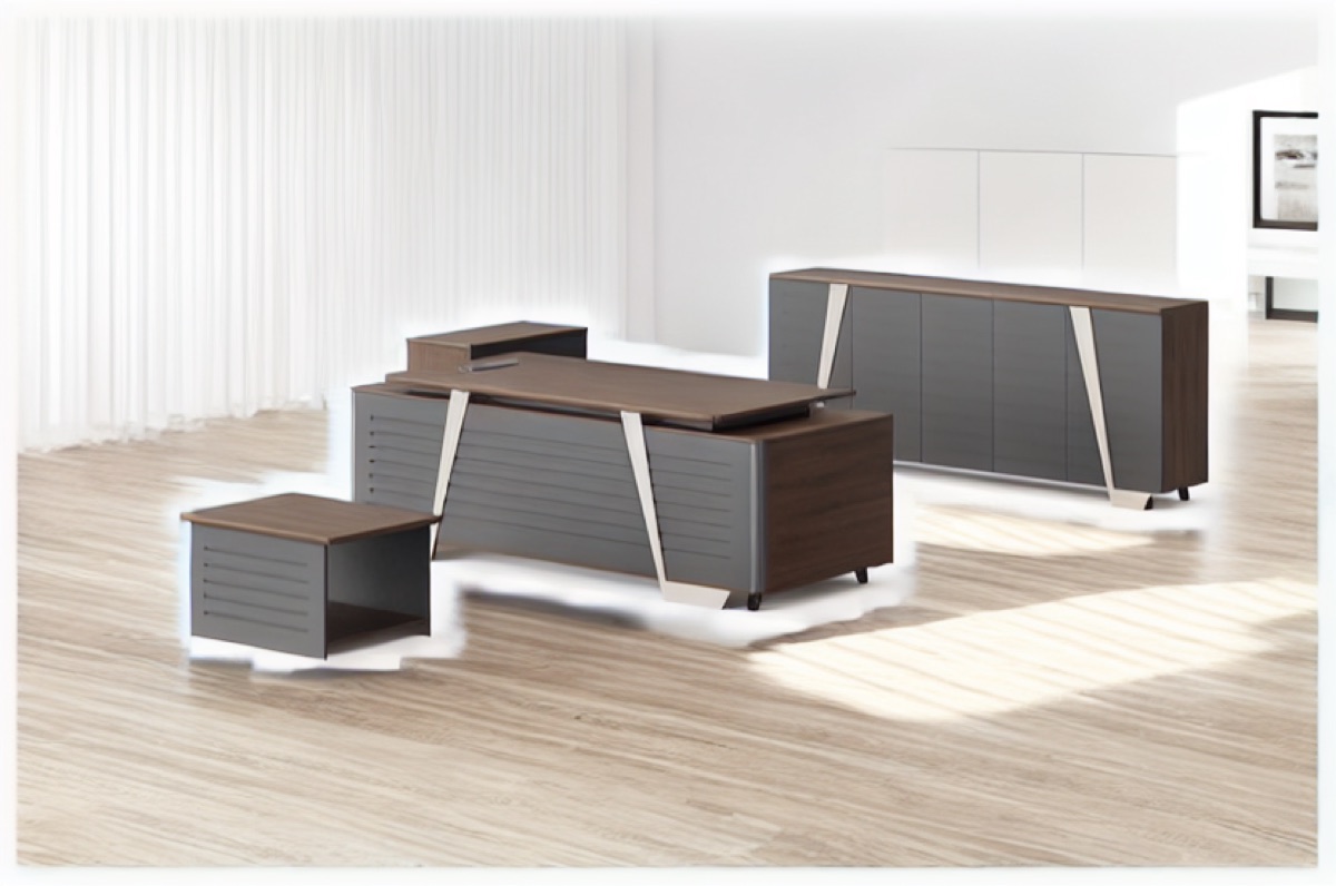 Meja Eksekutif + Side Cabinet — situasi kantor