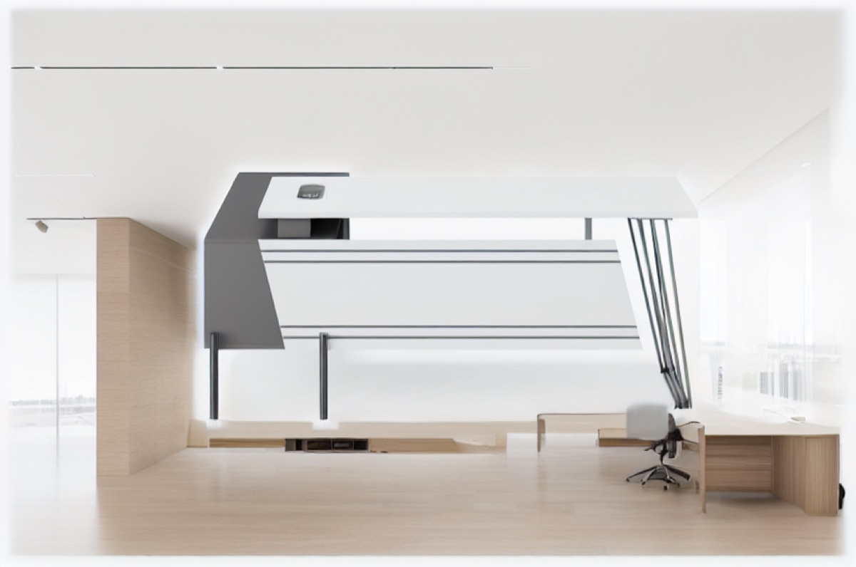 White L-Shape Executive Desk — office scene