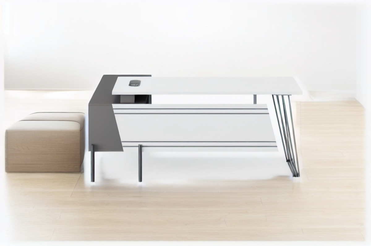White L-Shape Executive Desk — office scene