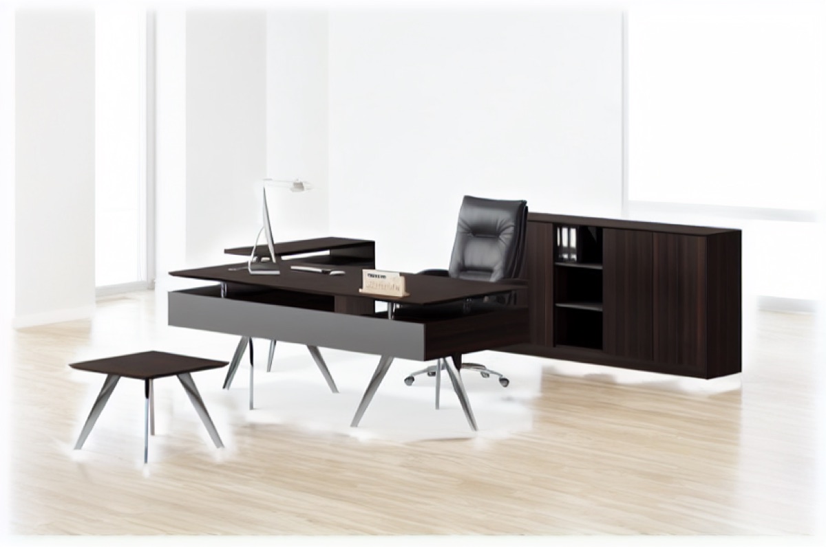 Meja Eksekutif Lurus + Kabinet — situasi kantor