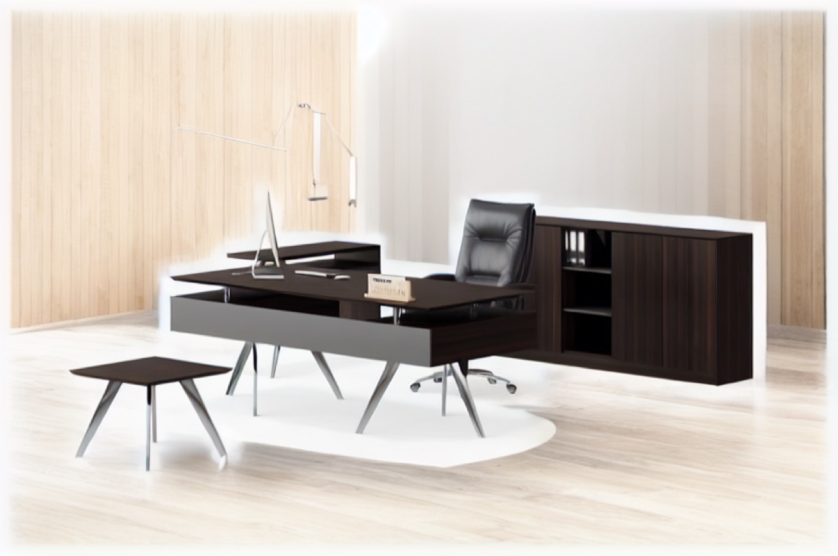 Meja Eksekutif Lurus + Kabinet — situasi kantor