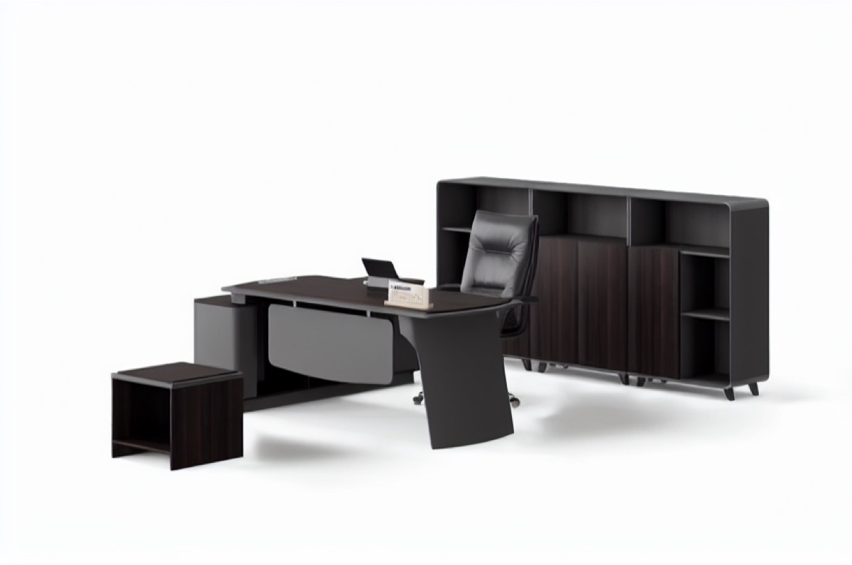 Meja Direktur L-Shape + Kabinet — situasi kantor