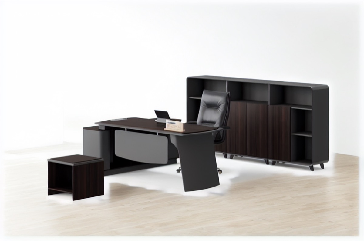 Meja Direktur L-Shape + Kabinet — situasi kantor