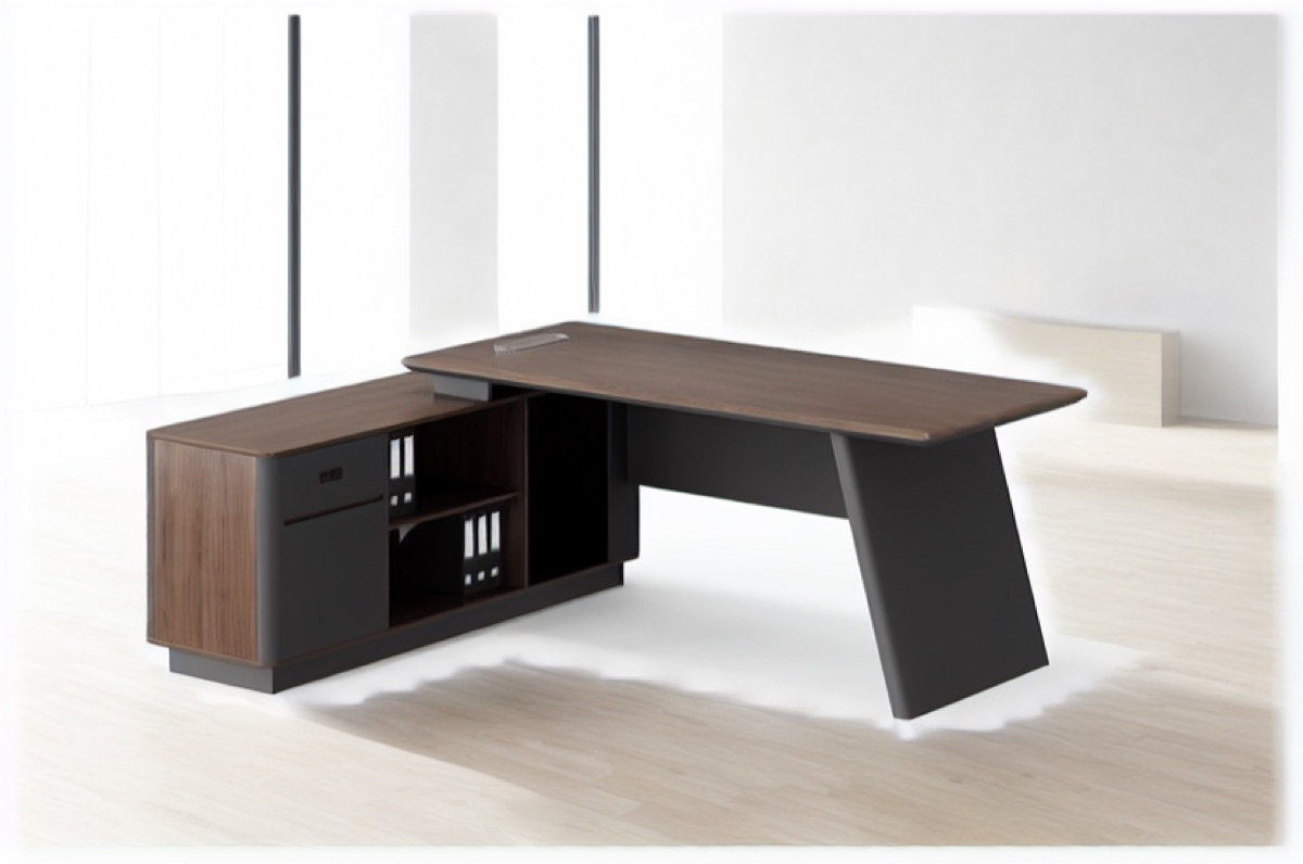 Asymmetric Director Desk with Hutch — office scene