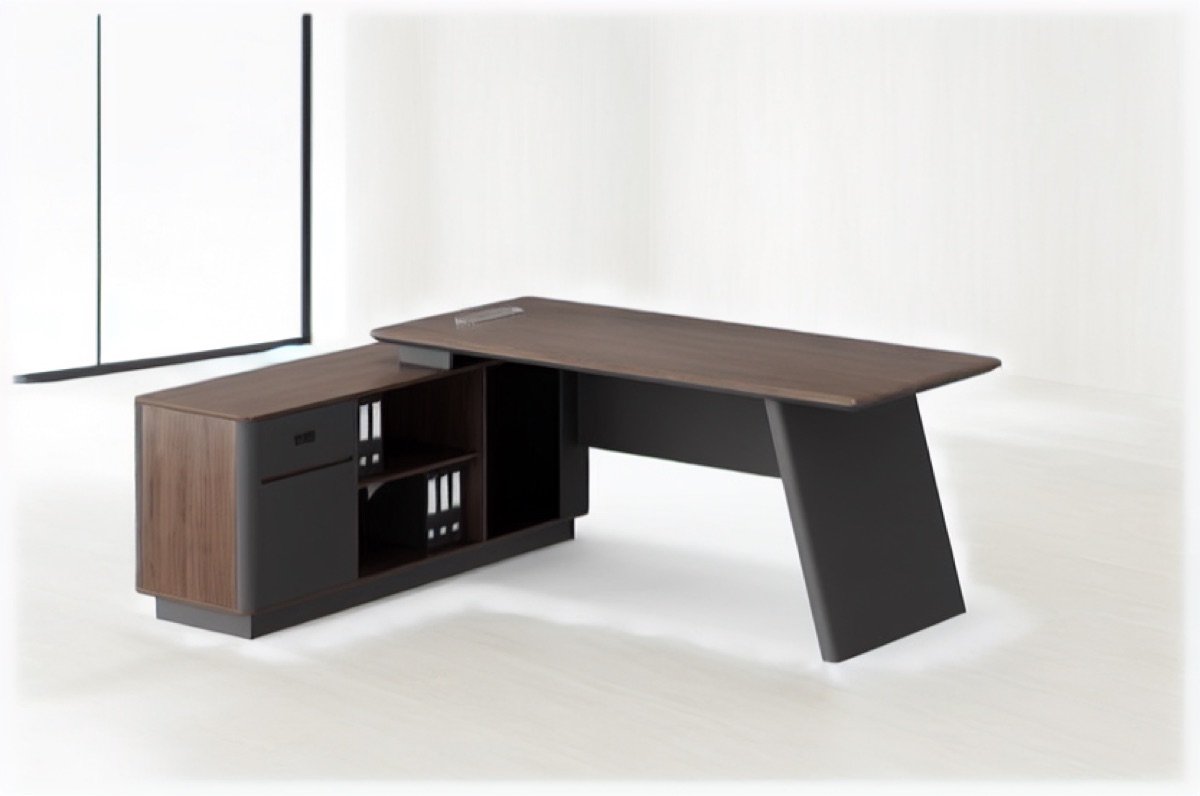 Asymmetric Director Desk with Hutch — office scene