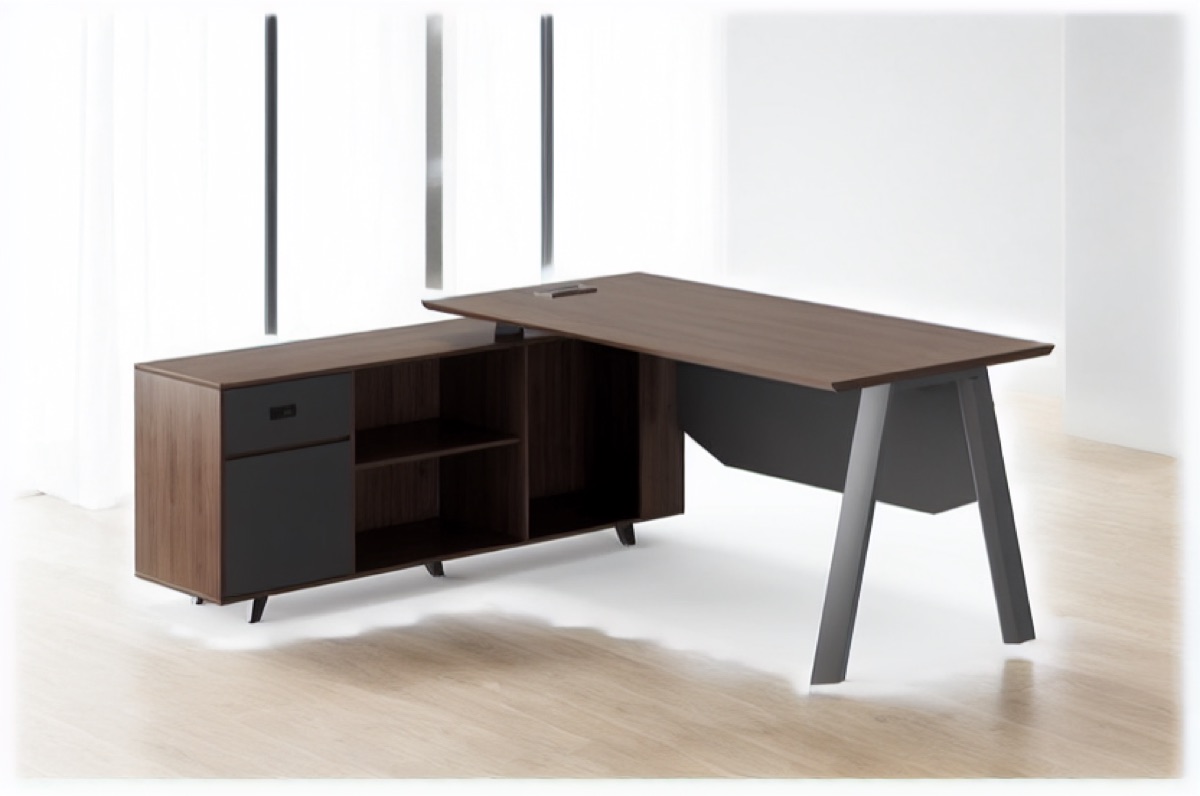 L-Shape Director Desk with A-Frame Legs — office scene